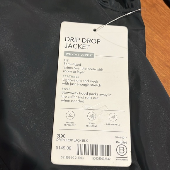 NWT Athleta Drip Drop Black Jacket Size 3X. - Picture 6 of 10